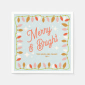 Retro vrolijk en heldere kerstverlichting servet (Voorkant)