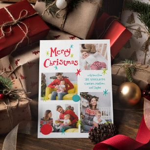 Retro vrolijk kerst foto collage kaart