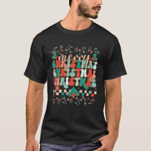 Retro Vrolijk Kerst Shirt Kerstverlichting Familie