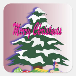 Retro Vrolijk Kerstboom Feestelijk Seizoen Ronde Sticker