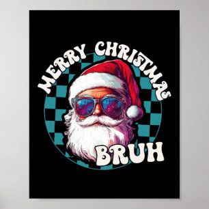Retro Vrolijk Kerstborstel Grappig Cool Kerstman Poster