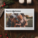 Retro  Vrolijk Kerstfeest 2 Foto Feestdagenkaart<br><div class="desc">Vrolijke kerstkaart: een retro zwart-wit ontwerp,  met een moderne typografie uit het midden van de eeuw en 2 familie-afbeeldingen toe te voegen</div>