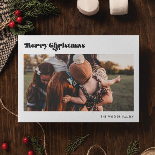 Retro  Vrolijk Kerstfeest 2 Foto Feestdagenkaart