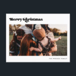 Retro  Vrolijk Kerstfeest 2 Foto Feestdagenkaart<br><div class="desc">Merry Christmas briefkaart: een retro zwart-wit ontwerp,  met een moderne typografie uit het midden van de eeuw en 2 familie-afbeeldingen toe te voegen</div>