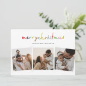 Retro Vrolijk Kerstfeest 4 Fotocollage Happy Feestdagenkaart (Staand voorkant)
