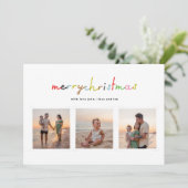 Retro Vrolijk Kerstfeest 6 Fotocollage Happy Feestdagenkaart (Staand voorkant)