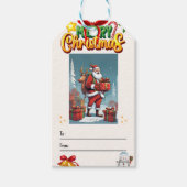 RETRO VROLIJK KERSTFEEST CADEAULABEL (Voorkant)