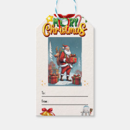 RETRO VROLIJK KERSTFEEST CADEAULABEL