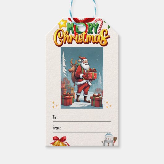 RETRO VROLIJK KERSTFEEST CADEAULABEL (Voorkant)
