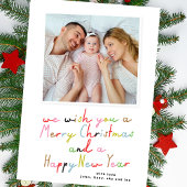 retro vrolijk kerstfeest en een nieuwjaarsfoto feestdagenkaart