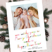 retro vrolijk kerstfeest en een nieuwjaarsfoto feestdagenkaart