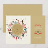 Retro Vrolijk Kerstfeest Gelukkig Nieuwjaar Feestdagenkaart (Voorkant / Achterkant)