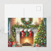 Retro Vrolijk Kerstfeest Gezellig Vakantiehuis Bri Feestdagenkaart (Voorkant / Achterkant)