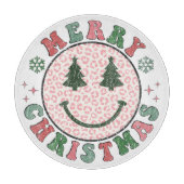 Retro Vrolijk Kerstfeest Glimlach gezicht Snijplank (Voorkant)