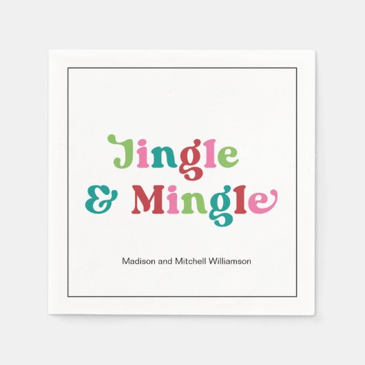 Retro Vrolijk Kerstfeest Helder Fun Kerstmis Servet (Voorkant)