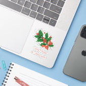 Retro Vrolijk Kerstfeest Holly Bow Naam Sticker (Laptop met iPhone)