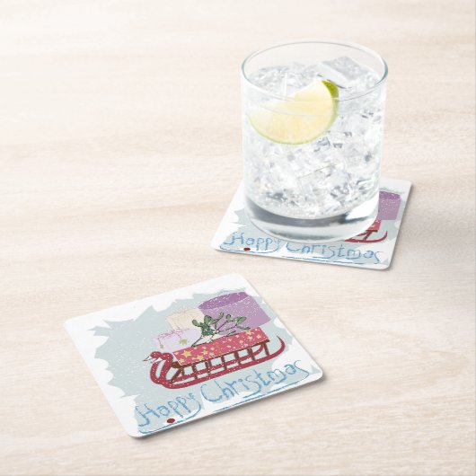 Retro. Vrolijk kerstfeest! Kartonnen Onderzetters (Insitu)