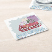 Retro. Vrolijk kerstfeest! Kartonnen Onderzetters (Schuin)