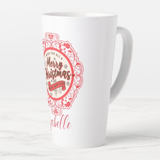  retro Vrolijk kerstfeest Latte Mok (Rechterhoek)