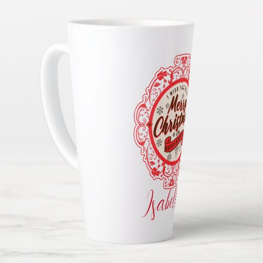  retro Vrolijk kerstfeest Latte Mok (Linkerhoek)