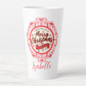  retro Vrolijk kerstfeest Latte Mok (Voorkant)