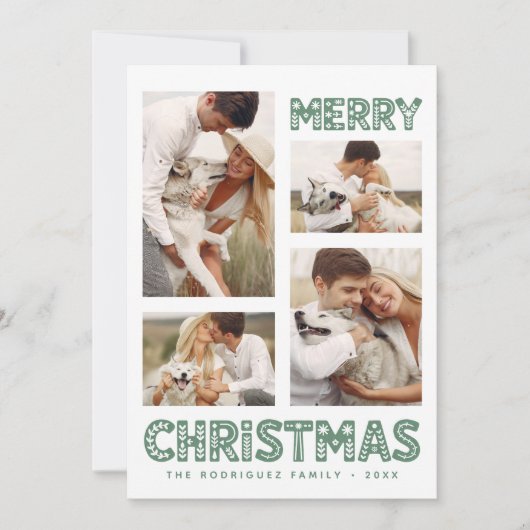 Retro Vrolijk Kerstfeest Modern Feestdagenkaart (Voorkant)