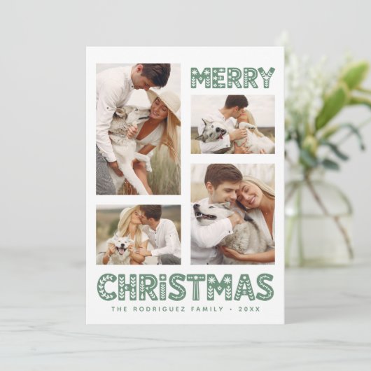 Retro Vrolijk Kerstfeest Modern Feestdagenkaart (Staand voorkant)