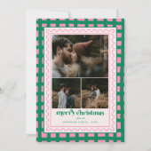 Retro Vrolijk Kerstfeest Plaid familie Foto Vakant Feestdagenkaart (Voorkant)