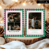 Retro Vrolijk Kerstfeest Plaid familie Foto Vakant Feestdagenkaart