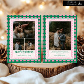 Retro Vrolijk Kerstfeest Plaid familie Foto Vakant Feestdagenkaart