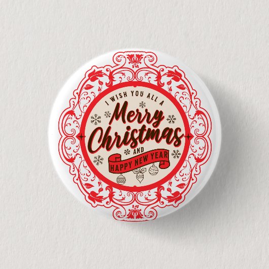  retro Vrolijk kerstfeest Ronde Button 3,2 Cm (Voorkant)