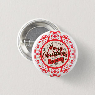 retro Vrolijk kerstfeest Ronde Button 3,2 Cm