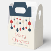 Retro Vrolijk Kerstfeest Rood Blauw Ornamenten Par Bedankdoosjes (Geopend)