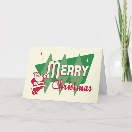 Retro Vrolijk Kerstfeest Santa Kaart (Voorkant)