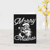 Retro Vrolijk Kerstfeest Santa Shaka Hawaiian Surf Kaart (Gele Bloem)