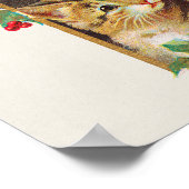  Retro Vrolijk Kerstfeest Schattigee Cat Bird Berr Poster (Hoek)