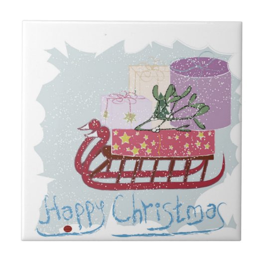 Retro. Vrolijk kerstfeest! Tegeltje (Voorkant)