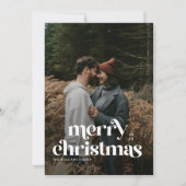 Retro Vrolijk Kerstfeest Trendy foto familie Feestdagenkaart (Voorkant)