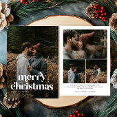 Retro Vrolijk Kerstfeest Trendy foto familie Feestdagenkaart