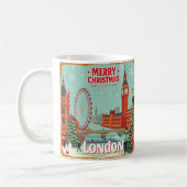  retro vrolijk kerstfeest uit Londen Koffiemok (Links)