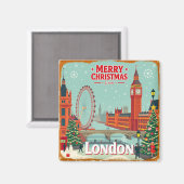 retro vrolijk kerstfeest uit Londen Magneet (Voorkant / Achterkant)