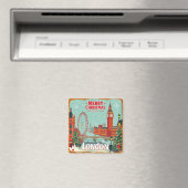 retro vrolijk kerstfeest uit Londen Magneet (Insitu (Vaatwasser))