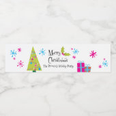 Retro Vrolijk Kerstfeest, Vakantie Waterfles Etiket (Enkel label)