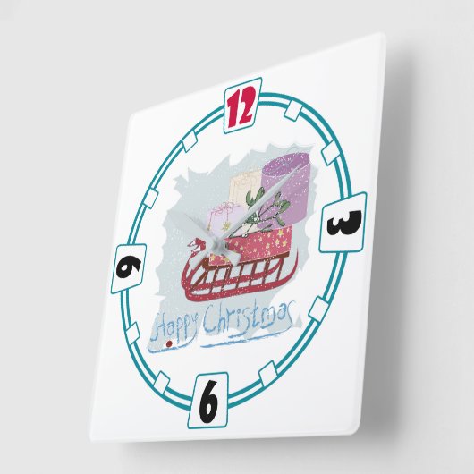 Retro. Vrolijk kerstfeest! Vierkante Klok (Hoek)