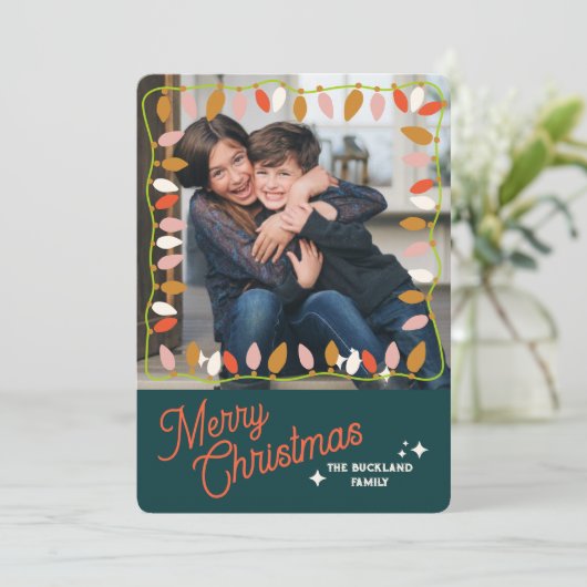 Retro Vrolijk Kerstkaart Een Afbeelding (Staand voorkant)