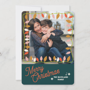 Retro Vrolijk Kerstkaart Een Afbeelding