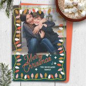 Retro Vrolijk Kerstkaart Een Afbeelding