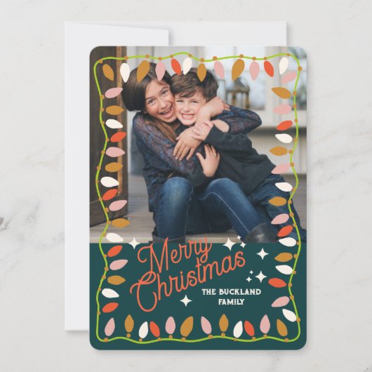 Retro Vrolijk Kerstkaart Een Afbeelding (Voorkant)