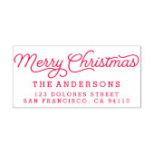 Retro Vrolijk Kerstmis Kalligrafie Retouradres Zelfinktende Stempel (Design)