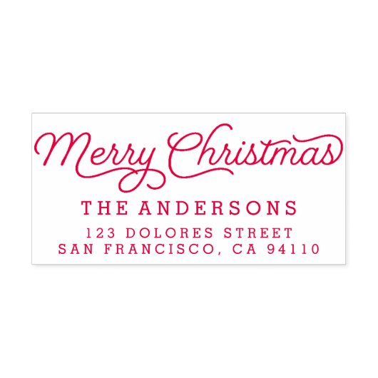 Retro Vrolijk Kerstmis Kalligrafie Retouradres Zelfinktende Stempel (Design)